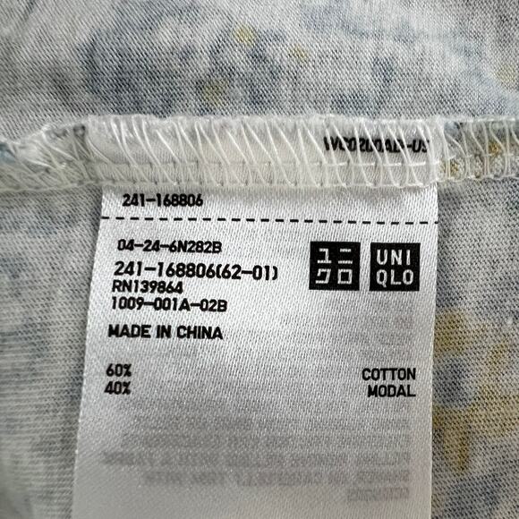 UNIQLO Liberty London Green T-Shirt Floral Print Cotton Round Neck Size L Large - Picture 8 of 8
